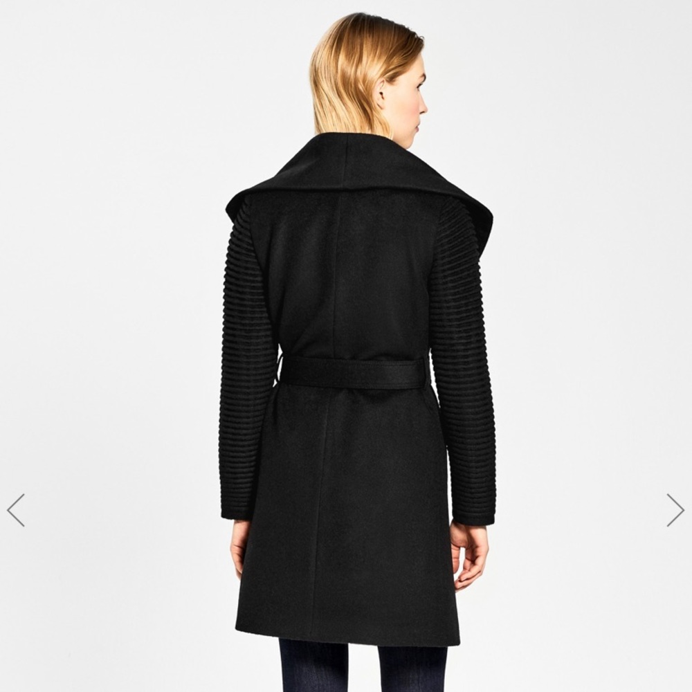 Sentaler Mid Length Wrap Coat Ribbed Sleeves S - Picture 2 of 6